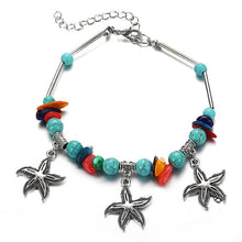 Load image into Gallery viewer, IF ME Bohemian Starfish Beads Stone Anklets for Women BOHO Silver Color Chain Bracelet on Leg Beach Ankle Jewelry 2018 NEW Gifts