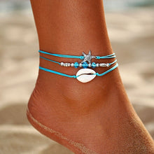 Load image into Gallery viewer, IF ME Bohemian Starfish Beads Stone Anklets for Women BOHO Silver Color Chain Bracelet on Leg Beach Ankle Jewelry 2018 NEW Gifts