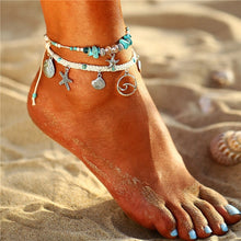 Load image into Gallery viewer, IF ME Bohemian Starfish Beads Stone Anklets for Women BOHO Silver Color Chain Bracelet on Leg Beach Ankle Jewelry 2018 NEW Gifts