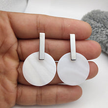 Load image into Gallery viewer, Minimalist Natural Abalone Shell Earrings Round Pendant Large Earrings Silver Gold Shell Earrings for Women Earrings Gold