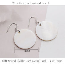 Load image into Gallery viewer, Minimalist Natural Abalone Shell Earrings Round Pendant Large Earrings Silver Gold Shell Earrings for Women Earrings Gold