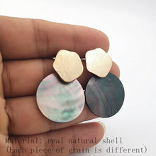 Load image into Gallery viewer, Minimalist Natural Abalone Shell Earrings Round Pendant Large Earrings Silver Gold Shell Earrings for Women Earrings Gold