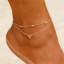 Load image into Gallery viewer, FNIO Two Layers Chain Heart Style Gold/Silver Color Anklets For Women Bracelets Summer Barefoot Sandals Jewelry On Foot Leg Chai
