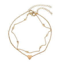 Load image into Gallery viewer, FNIO Two Layers Chain Heart Style Gold/Silver Color Anklets For Women Bracelets Summer Barefoot Sandals Jewelry On Foot Leg Chai