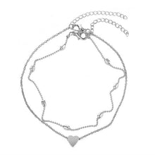 Load image into Gallery viewer, FNIO Two Layers Chain Heart Style Gold/Silver Color Anklets For Women Bracelets Summer Barefoot Sandals Jewelry On Foot Leg Chai