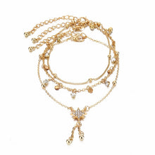 Load image into Gallery viewer, Bohemia Multilayer Crystal Anklet Set Fashion Sequins Star Ankle Bracelets for Women Summer Beach Foot Jewelry Leg Chain Anklets