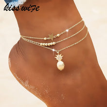 Load image into Gallery viewer, KISSWIFE Ankle Chain Pineapple Pendant Anklet Beaded 2018 Summer Beach Foot Jewelry Fashion Style Anklets for Women