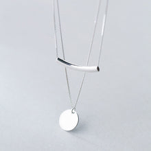 Load image into Gallery viewer, INZATT Real 925 Sterling Silver Layer Chain Geometric Round Disc Bent Pipe Choker Pendant Necklace For Women Party FINE Jewelry