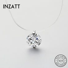 Load image into Gallery viewer, INZATT 925 Sterling Silver Zircon Crystal Pearl Pendant Choker Necklace Transparent Fishing Line 2020 Fine Jewelry For Women