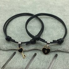 Load image into Gallery viewer, 2 PCs/lot,New Arrival Couple Bracelet Alloy key Heart Lock Charm Bracelet  Handmade Jewelry Rope Bracelet Lovers Gifts for Women