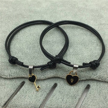 Load image into Gallery viewer, 2 PCs/lot,New Arrival Couple Bracelet Alloy key Heart Lock Charm Bracelet  Handmade Jewelry Rope Bracelet Lovers Gifts for Women