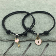 Load image into Gallery viewer, 2 PCs/lot,New Arrival Couple Bracelet Alloy key Heart Lock Charm Bracelet  Handmade Jewelry Rope Bracelet Lovers Gifts for Women