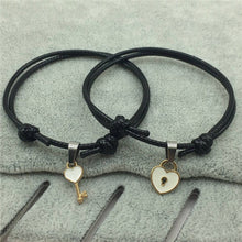 Load image into Gallery viewer, 2 PCs/lot,New Arrival Couple Bracelet Alloy key Heart Lock Charm Bracelet  Handmade Jewelry Rope Bracelet Lovers Gifts for Women