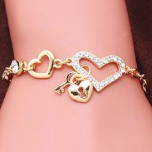 Load image into Gallery viewer, Free shipping Chain Bracelet Gold Color Women Love Heart Link Bracelet Crystal  Bracelets Bangles Valentine's Day Gift