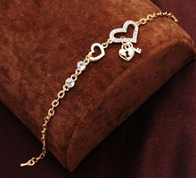 Load image into Gallery viewer, Free shipping Chain Bracelet Gold Color Women Love Heart Link Bracelet Crystal  Bracelets Bangles Valentine's Day Gift