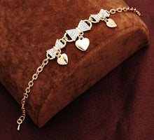Load image into Gallery viewer, Free shipping Chain Bracelet Gold Color Women Love Heart Link Bracelet Crystal  Bracelets Bangles Valentine's Day Gift