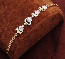 Load image into Gallery viewer, Free shipping Chain Bracelet Gold Color Women Love Heart Link Bracelet Crystal  Bracelets Bangles Valentine's Day Gift