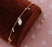 Load image into Gallery viewer, Free shipping Chain Bracelet Gold Color Women Love Heart Link Bracelet Crystal  Bracelets Bangles Valentine's Day Gift