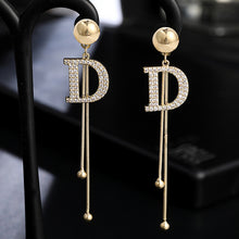 Load image into Gallery viewer, New Fashion Long Tassel Crystal D Letter Drop Earrings For Women Luxury Big Earring Korean  Jewelry Statement oorbellen 2020