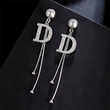 Load image into Gallery viewer, New Fashion Long Tassel Crystal D Letter Drop Earrings For Women Luxury Big Earring Korean  Jewelry Statement oorbellen 2020