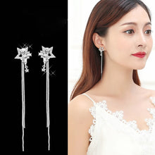 Load image into Gallery viewer, New Fashion Long Tassel Crystal D Letter Drop Earrings For Women Luxury Big Earring Korean  Jewelry Statement oorbellen 2020