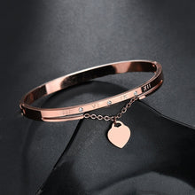 Load image into Gallery viewer, Hot Luxury Rose Gold Stainless Steel Bracelets Bangles Female Heart Wedding Love Brand Charm Bracelet for Women Famous Jewelry