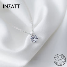 Load image into Gallery viewer, INZATT 2018 Real 925 Sterling Silver Pendant Necklace Round Crystal Fine Jewelry For Women Romantic Engagement Accessories Gift