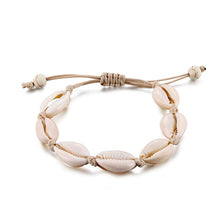 Load image into Gallery viewer, Bohemian Shell Anklets for Women Handmade Leather Woven Natural Shell Foot Jewelry Summer Beach Barefoot Bracelet ankle on Leg