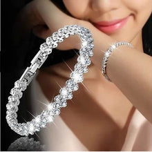 Load image into Gallery viewer, Women Silver Rose Gold Bracelet for Female Crystal Heart Charm Bracelet Women Bridal Wedding Fine Jewelry Gift