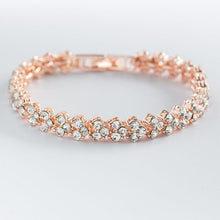 Load image into Gallery viewer, Women Silver Rose Gold Bracelet for Female Crystal Heart Charm Bracelet Women Bridal Wedding Fine Jewelry Gift