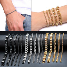 Load image into Gallery viewer, Vnox Mens Simple 3-11mm Stainless Steel Curb Cuban Link Chain Bracelets for Women Unisex Wrist Jewelry Gifts