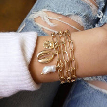 Load image into Gallery viewer, Modyle 5Pcs/set Bohemian Gold color Moon Leaf Crystal Opal Open Bracelet Set for Women Punk Boho Beach Bangle Jewelry Gift