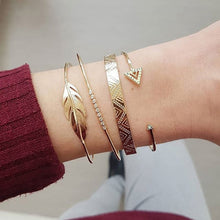 Load image into Gallery viewer, Modyle 5Pcs/set Bohemian Gold color Moon Leaf Crystal Opal Open Bracelet Set for Women Punk Boho Beach Bangle Jewelry Gift