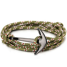 Load image into Gallery viewer, High quality fashion black anchor bracelet men's charm survival rope chain leather friendship bracelet men and women jewelry