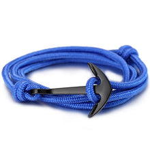 Load image into Gallery viewer, High quality fashion black anchor bracelet men's charm survival rope chain leather friendship bracelet men and women jewelry