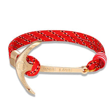 Load image into Gallery viewer, High quality fashion black anchor bracelet men's charm survival rope chain leather friendship bracelet men and women jewelry