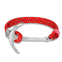 Load image into Gallery viewer, High quality fashion black anchor bracelet men's charm survival rope chain leather friendship bracelet men and women jewelry