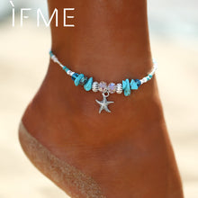 Load image into Gallery viewer, IF ME Bohemian Starfish Beads Stone Anklets for Women BOHO Silver Color Chain Bracelet on Leg Beach Ankle Jewelry 2018 NEW Gifts