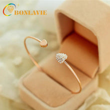 Load image into Gallery viewer, Heart Bracelet Silver Gold Colour Crystal Love Heart Opening Bracelet Crystal Bracelets &amp; Bangles for Women